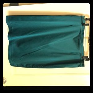 Teal blue satin evening skirt